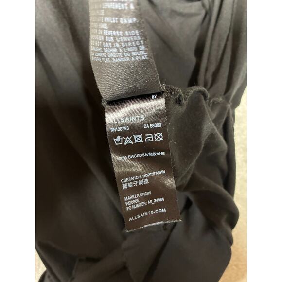 Allsaints Marilla Dress 8 Black Bodycon Ruched Thin Minimal Stretchy Gathered - Picture 16 of 16